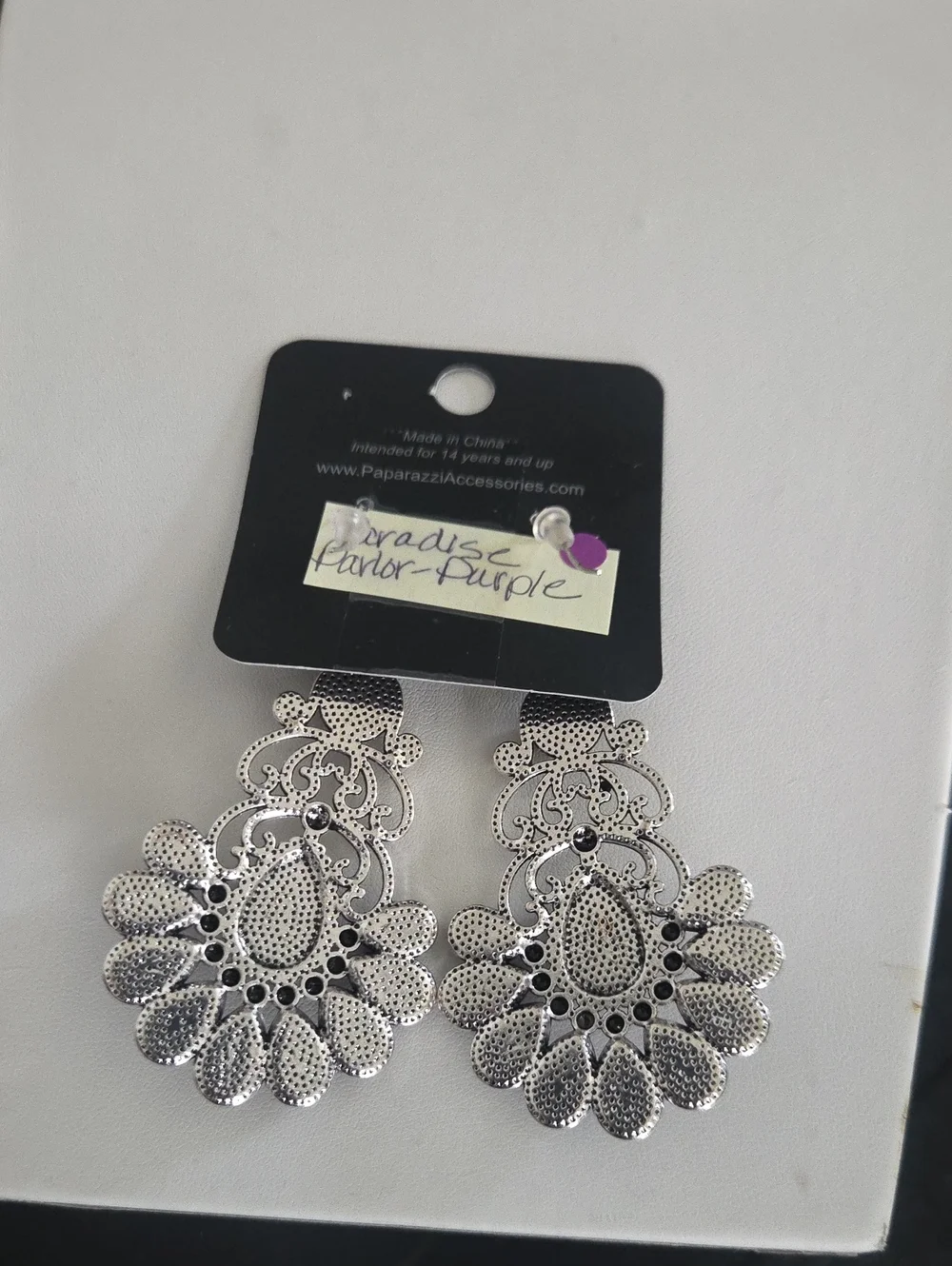 Papaeazzi Paradise Parlor Purple Earrings NWT